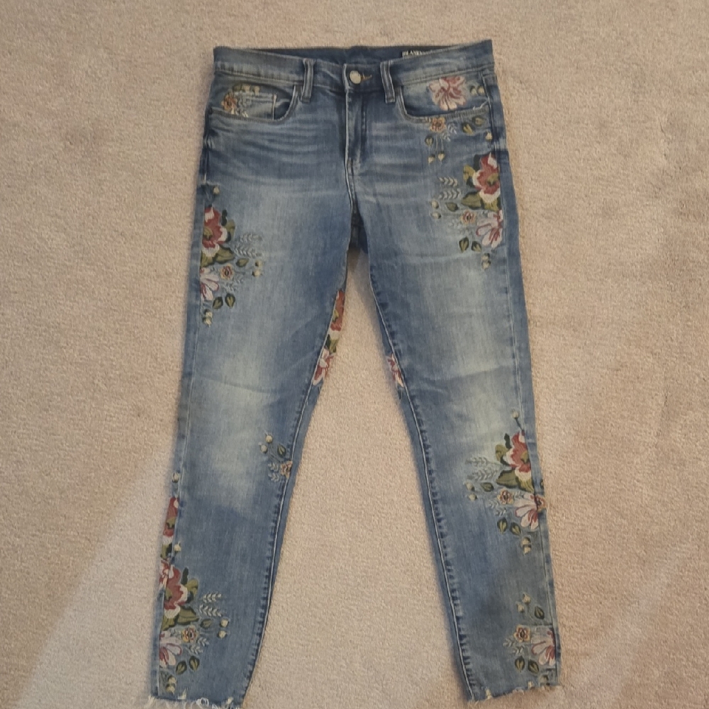 Blank NYC The Reade Crop Floral Embroidered Jeans
